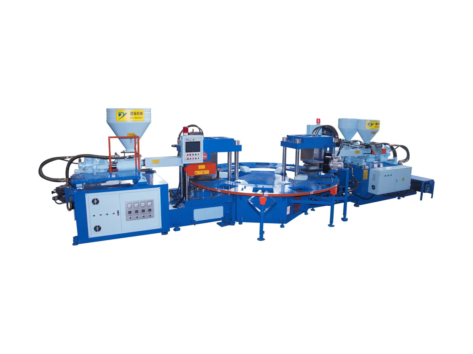 DY-3212B - Full Automatic Rotary Type Two-Head Three Color Plastic Soles Injection Moulding Machine