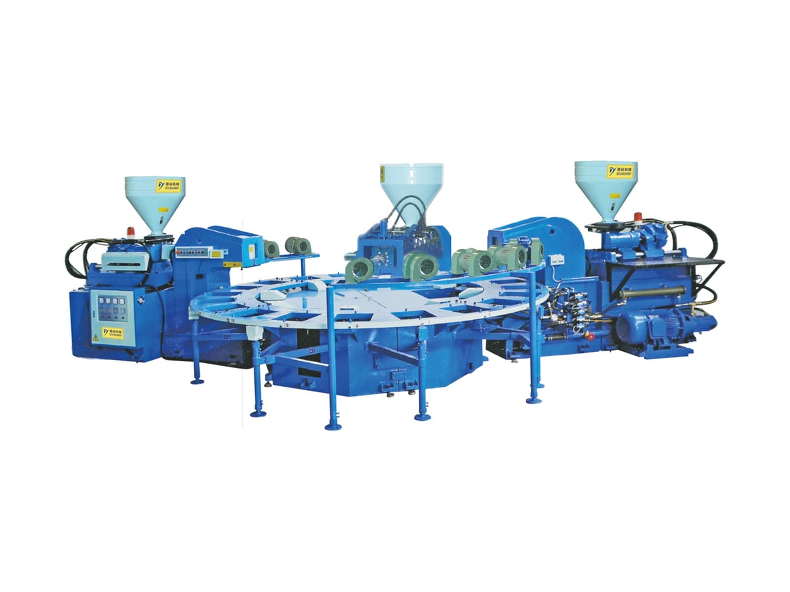 DY-3208 / DY-3324 - Full Automatic Rotary Three Color Sole Injection Moulding Machine Series (3 Heads)